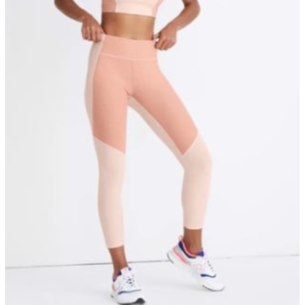 Outdoor Voices $85 Women's Large Pink 3/4 Two Tone Warmup Legging Active Pants